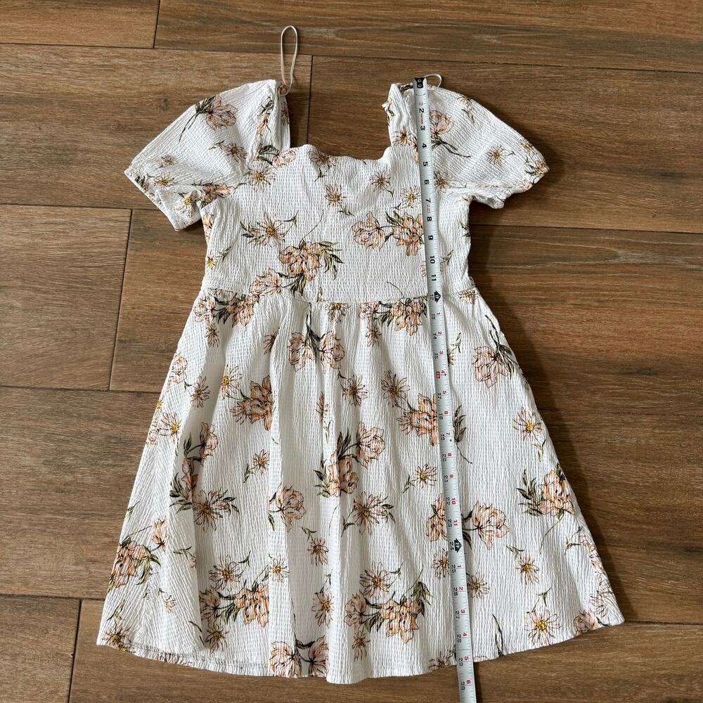 GB Big Girls Mini Floral Print Puff-Sleeve Juniors Sz14